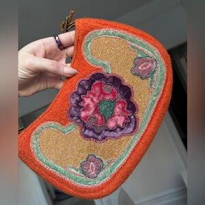 Maddalena Marconi Italy Beaded Embroidered Orange Shoulder Bag